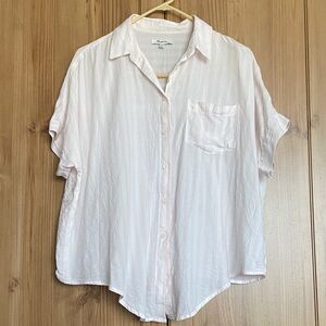 Madewell Soft Pink Striped Shirt M EUC